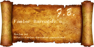 Famler Barnabás névjegykártya